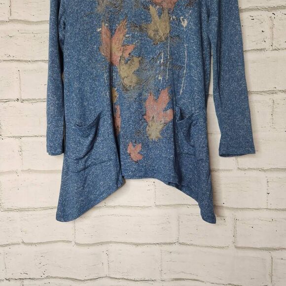 Jess and Jane Ferndale Knit Leaf Blue Long Sleeve Sweater Tunic Womens Small - Picture 7 of 16